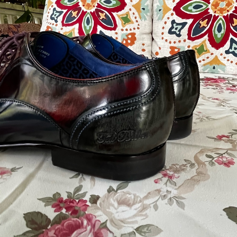 Men’s Ted Baker leather Derby’s shoes burgundy men shoes navy blue shoes - Picture 7 of 10